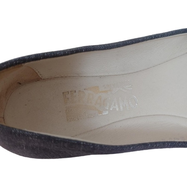 サルバトーレフェラガモ FERRAGAMO/SalvatoreFerragamo フラットシューズ 5 - ネイビー×グレー レディース ヴァラ 靴