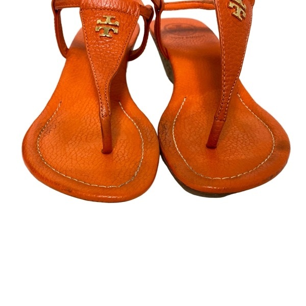 Tory Burch TORY BURCH сандалии 6 1/2m - кожа orange × бежевый женский тонг-сандалии / Wedge подошва обувь