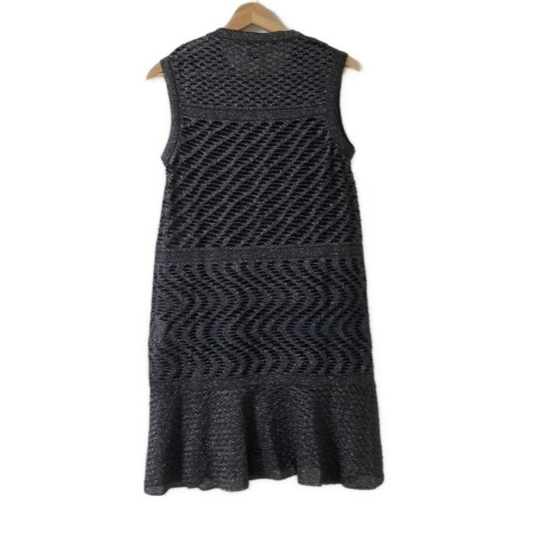 ミッソーニ MISSONI サイズ38 S - ダークネイビー レディース ノースリーブ/ひざ丈/ラメ ワンピース