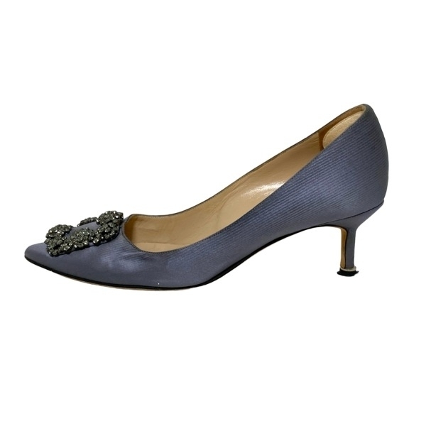 マノロブラニク MANOLO BLAHNIK パンプス 37 1/2 - グレー レディース ラインストーン 靴
