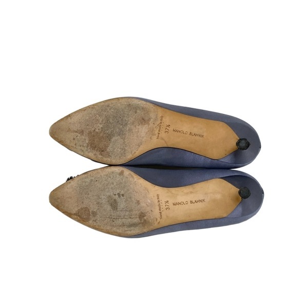 マノロブラニク MANOLO BLAHNIK パンプス 37 1/2 - グレー レディース ラインストーン 靴