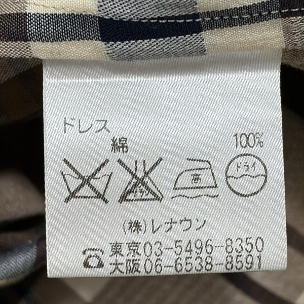 アクアスキュータム Aquascutum サイズ8 M - アイボリー×ダークブラウン×マルチ レディース 七分袖/ひざ丈/チェック柄/ベルト付き