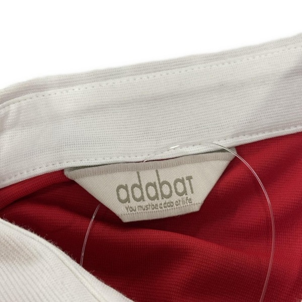 アダバット Adabat サイズ38 M - レッド×白?兒 レディース レギュラーカラー/半袖/ひざ丈/ポロシャツワンピ 美品 ワンピース