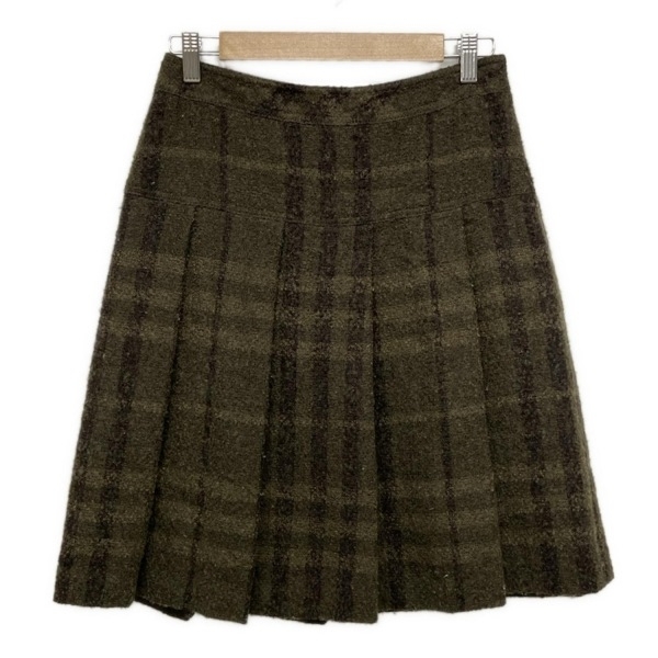 バーバリーロンドン Burberry LONDON スカート サイズ38 L - カーキ×ダークブラウン レディース ひざ丈/チェック柄 ボトムス