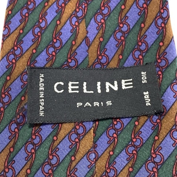 セリーヌ CELINE - ブルー×ダークグリーン×マルチ メンズ レジメンタル ネクタイ