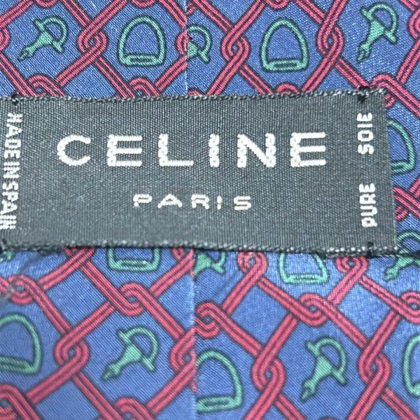 セリーヌ CELINE - ブルーグレー×ボルドー×ダークグリーン メンズ 美品 ネクタイ