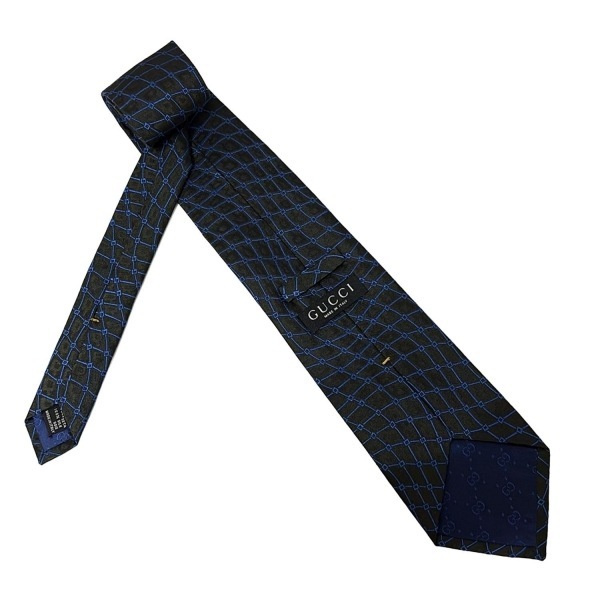 グッチ GUCCI - 黒×ブルー メンズ 美品 ネクタイ