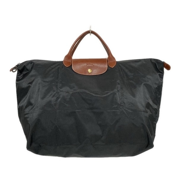 ロンシャン LONGCHAMP ハンドバッグ ル?プリアージュオリジナル レザー 黒×ダークブラウン 折りたたみ バッグ