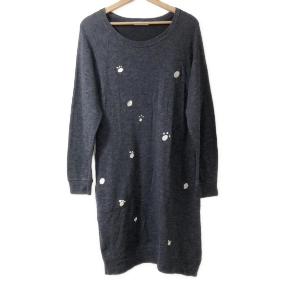 ツモリチサト TSUMORI CHISATO サイズ2 M ダークグレー×白 レディース ラインストーン ワンピース