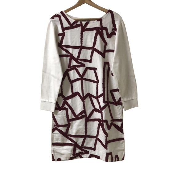 ツモリチサト TSUMORI CHISATO サイズ2 M アイボリー×ボルドー レディース ワンピース