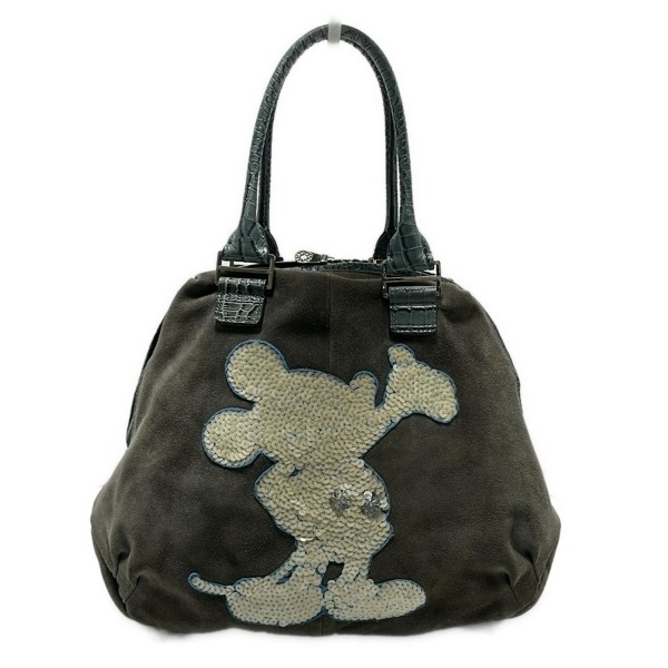 ムータ muta ハンドバッグ - レザー ダークグレー×ブルー×白 スパンコール/型押し加工/ENUOVE×Disneyコラボ バッグ
