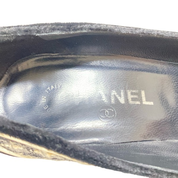 シャネル CHANEL パンプス 37 1/2C - 黒×グレー×白 レディース 靴