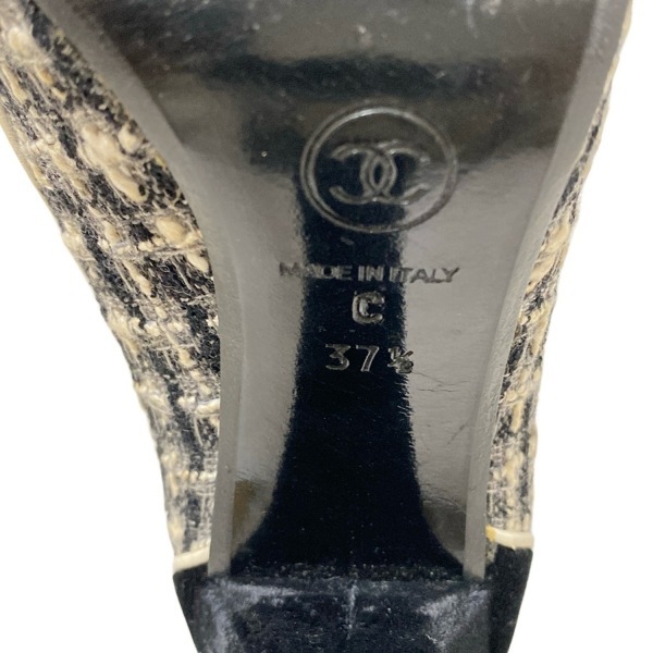 シャネル CHANEL パンプス 37 1/2C - 黒×グレー×白 レディース 靴