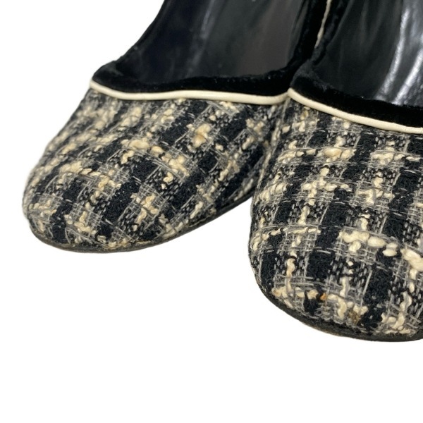 シャネル CHANEL パンプス 37 1/2C - 黒×グレー×白 レディース 靴