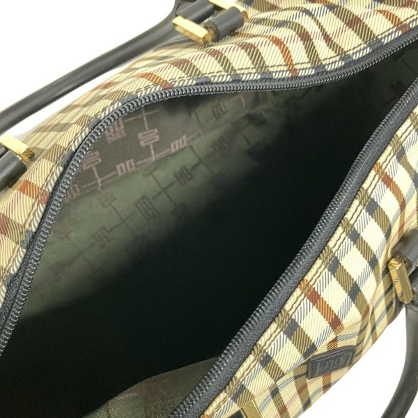 ダックス DAKS ハンドバッグ - ベージュ×黒×マルチ チェック柄/ミニボストン 美品 バッグ