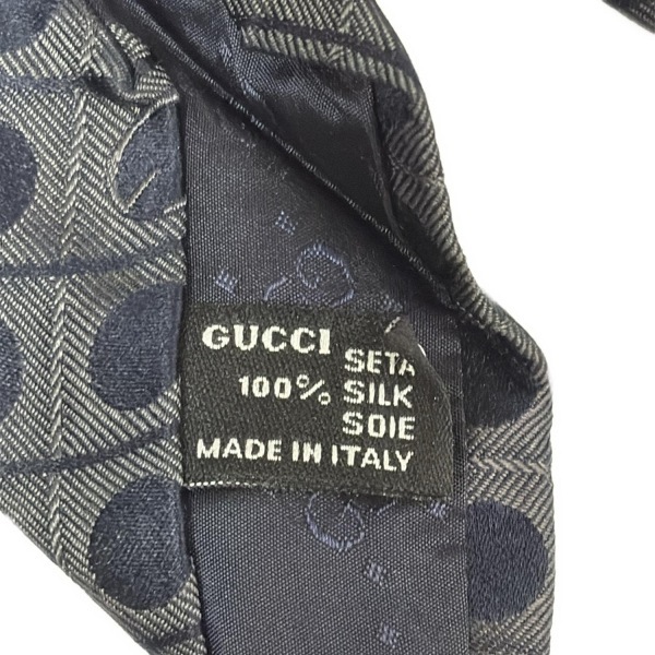 グッチ GUCCI - ダークグレー×ダークネイビー メンズ ドット柄 美品 ネクタイ