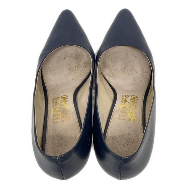 サルバトーレフェラガモ FERRAGAMO/SalvatoreFerragamo パンプス 5 1/2 D - レザー ダークネイビー レディース アウトソール張?zhí)鏈g 靴