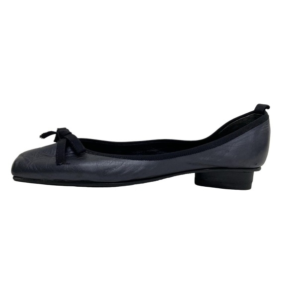 ダイアナ DIANA パンプス 22 1/2 レザー 黒 レディース リボン 美品 靴