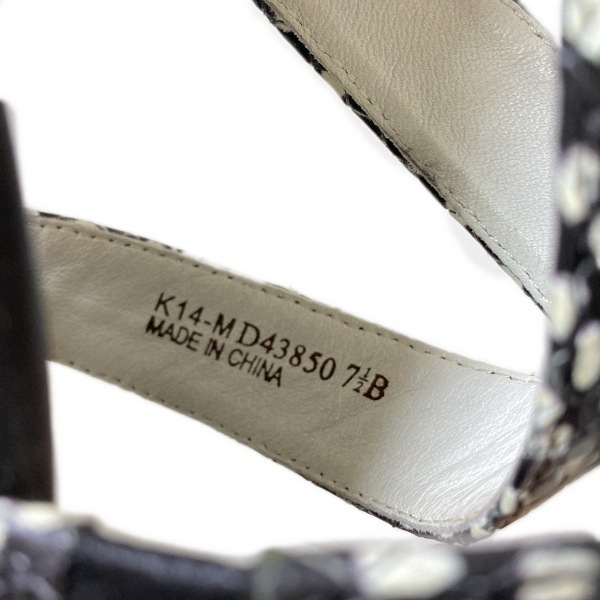 コールハーン COLE HAAN サンダル 7 1/2B - レザー ダークネイビー×白 レディース ウェッジソール/型押し加工/GRAND.OS 靴