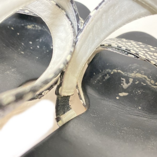 コールハーン COLE HAAN サンダル 7 1/2B - レザー ダークネイビー×白 レディース ウェッジソール/型押し加工/GRAND.OS 靴
