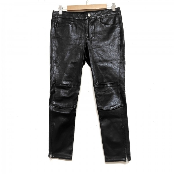 ドゥロワー Drawer パンツ サイズ36 S - 黒 レディース クロップド(半端丈)/レザー/ジップアップ ボトムス