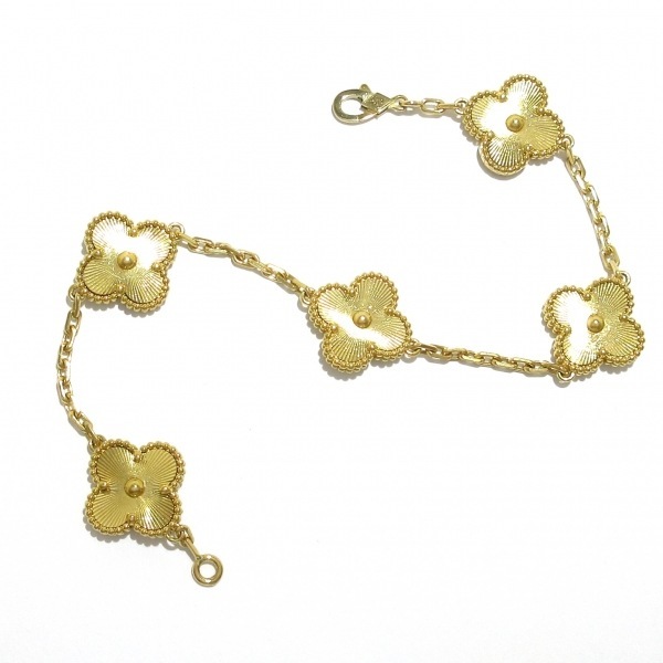 磨き済み■ヴァンクリーフ&アーペル VanCleef & Arpels ブレスレット VCARP3JK00 ヴィンテージアルハンブラ K18YG ギヨシェ/5モチーフ 美品