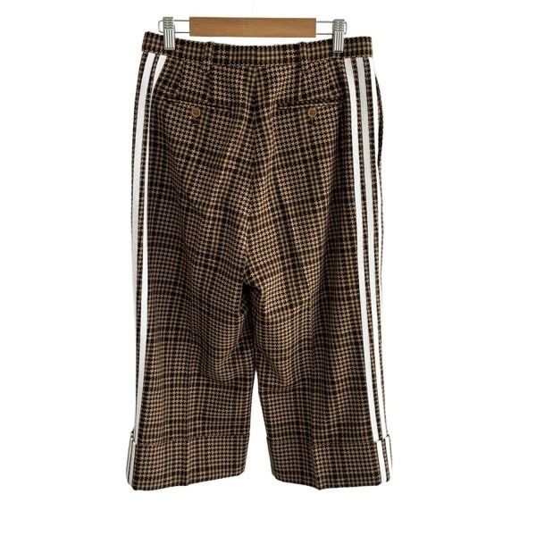 グッチ GUCCI パンツ サイズ42 M 721408 ZAKQV - ダークブラウン×ライトブラウン レディース クロップド(半端丈)/チェック柄/adidasコラボ