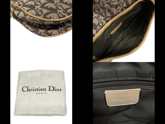  Dior / Christian Dior DIOR/ChristianDior ручная сумочка двойной подседельная сумка кожа слоновая кость × темно-коричневый × бежевый 