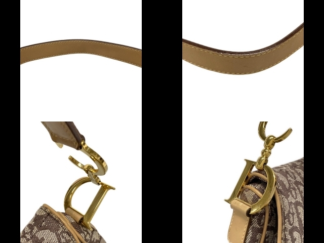  Dior / Christian Dior DIOR/ChristianDior ручная сумочка двойной подседельная сумка кожа слоновая кость × темно-коричневый × бежевый 
