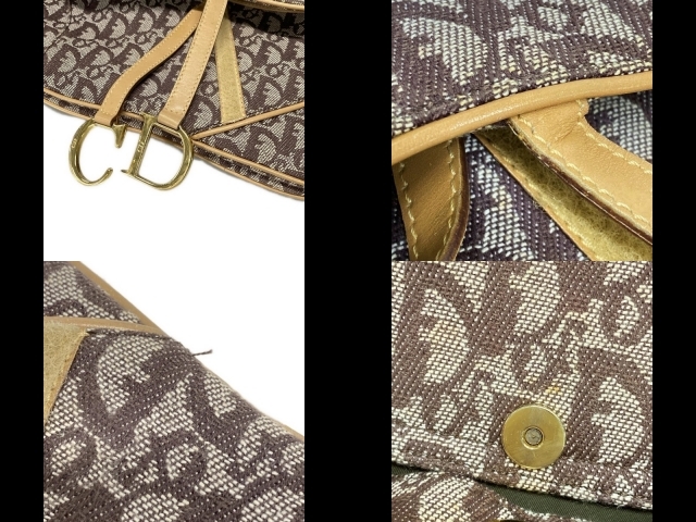  Dior / Christian Dior DIOR/ChristianDior ручная сумочка двойной подседельная сумка кожа слоновая кость × темно-коричневый × бежевый 