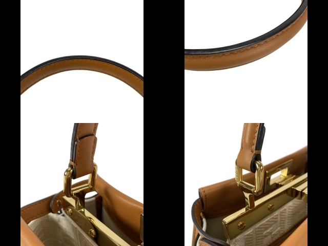 フェンディ FENDI ハンドバッグ 8BN244-AHJW ピーカブーアイコニックスモール レザー ブラウン 美品 バッグ