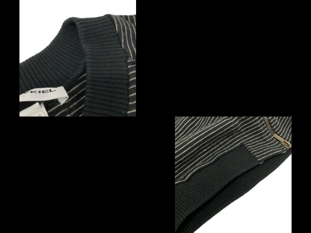 ソニアリキエル SONIARYKIEL ブルゾン サイズM - 黒×ベージュ レディース 長袖/ボーダー/肩パッド/春/秋 ジャケット