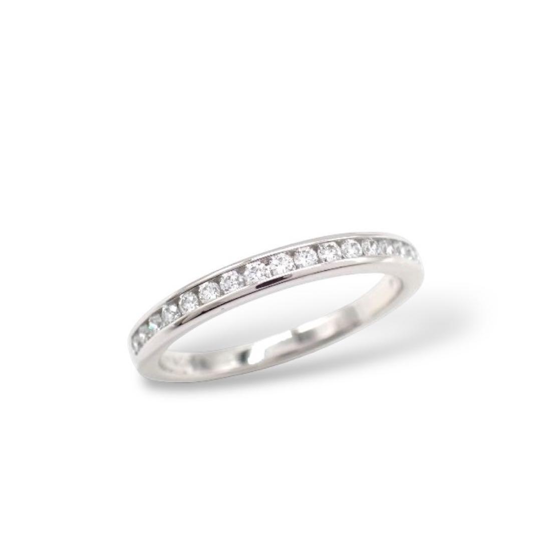 箱 Tiffany & co. ティファニー ダイヤ ダイヤモンド ハーフサークル リング チャネルセッティング エタニティ 9号 プラチナ Pt950 3591