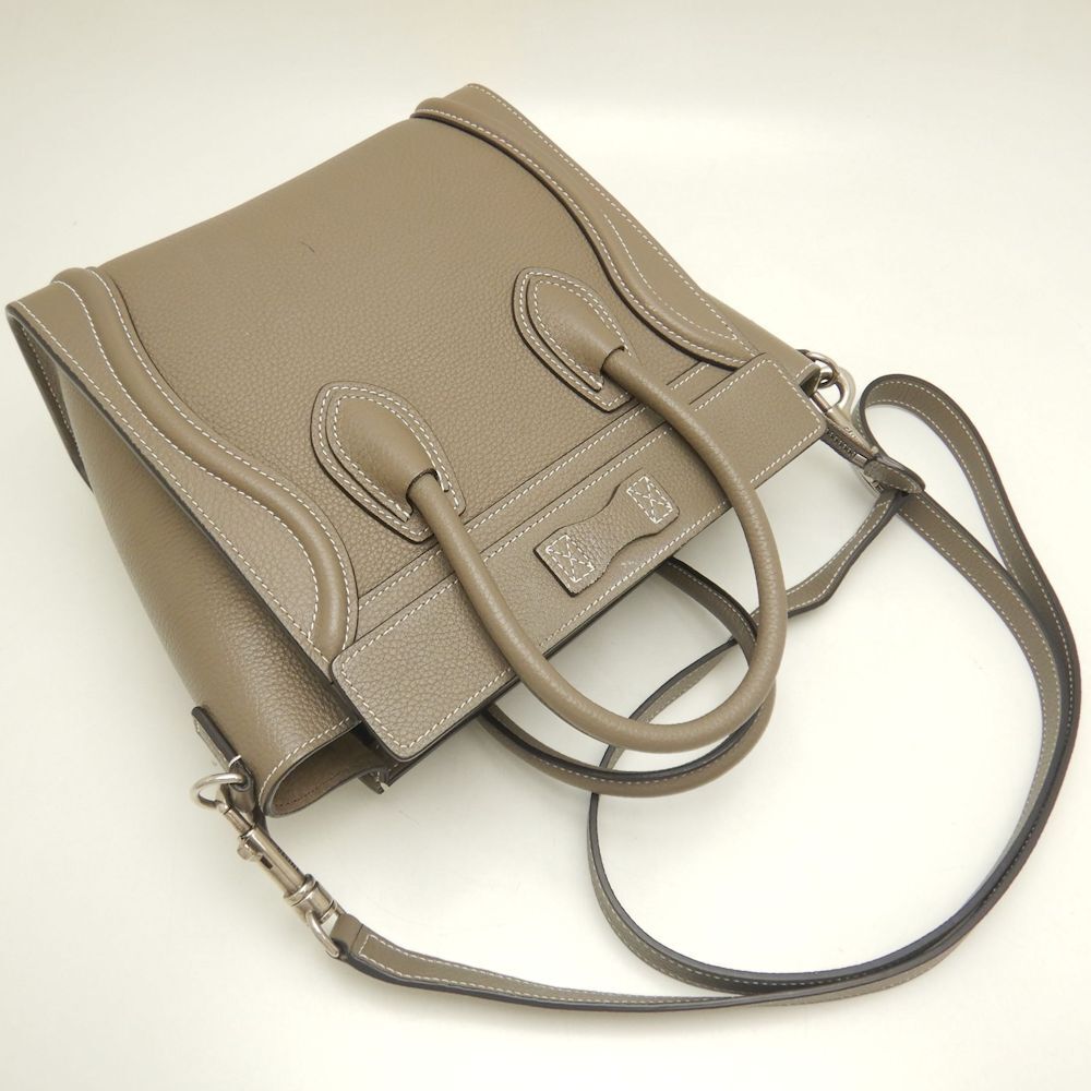 CELINE セリーヌ ラゲージ ナノショッパー 18924DRU.09.SO ハンドバッグ カーフ スリ/252814【中古】