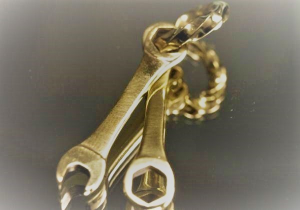 真鍮製★スパナ★コンビネーションレンチ★メガネ・ペンダント★ジッパーホルダー・キーホルダー★残2_画像1