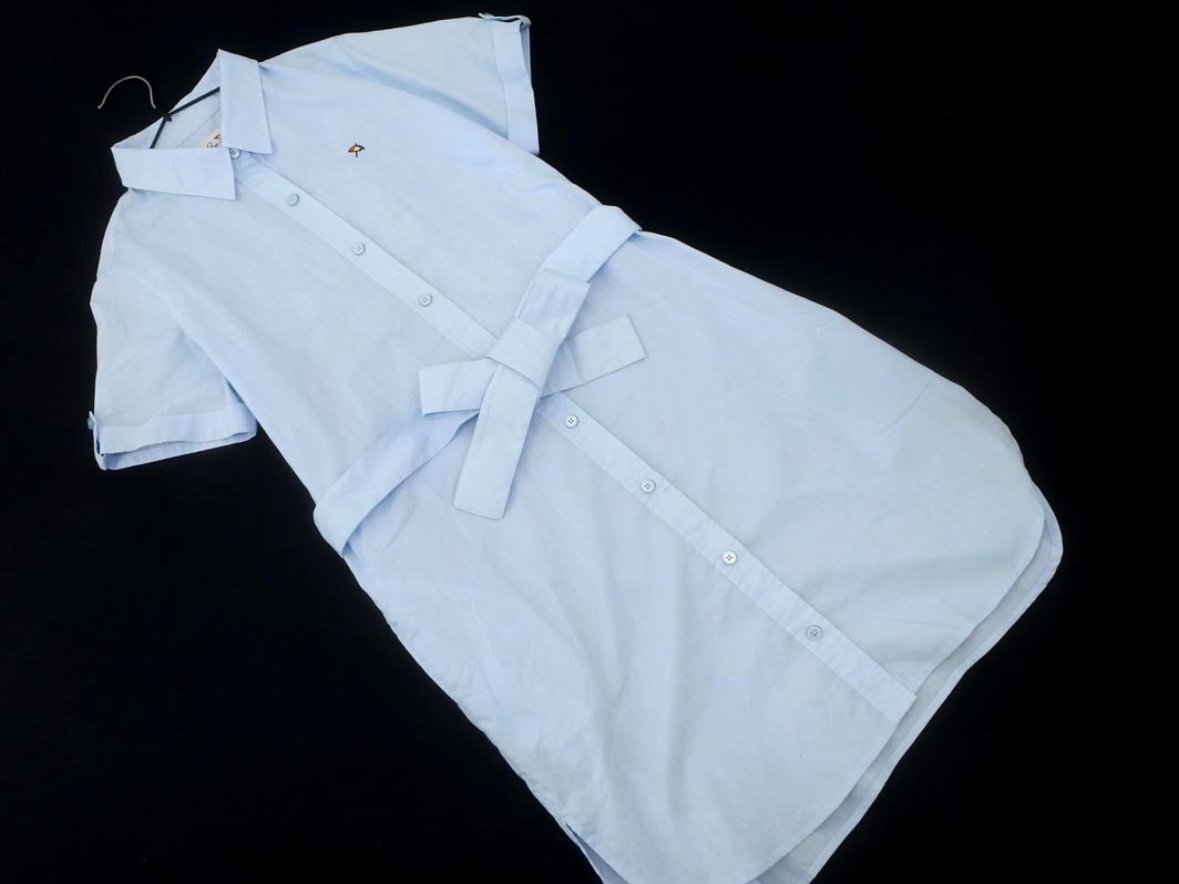 arnold palmer アーノルドパーマー ウエストリボン シャツ ワンピース size3/水色 ■◆ ☆ ffa2 レディース