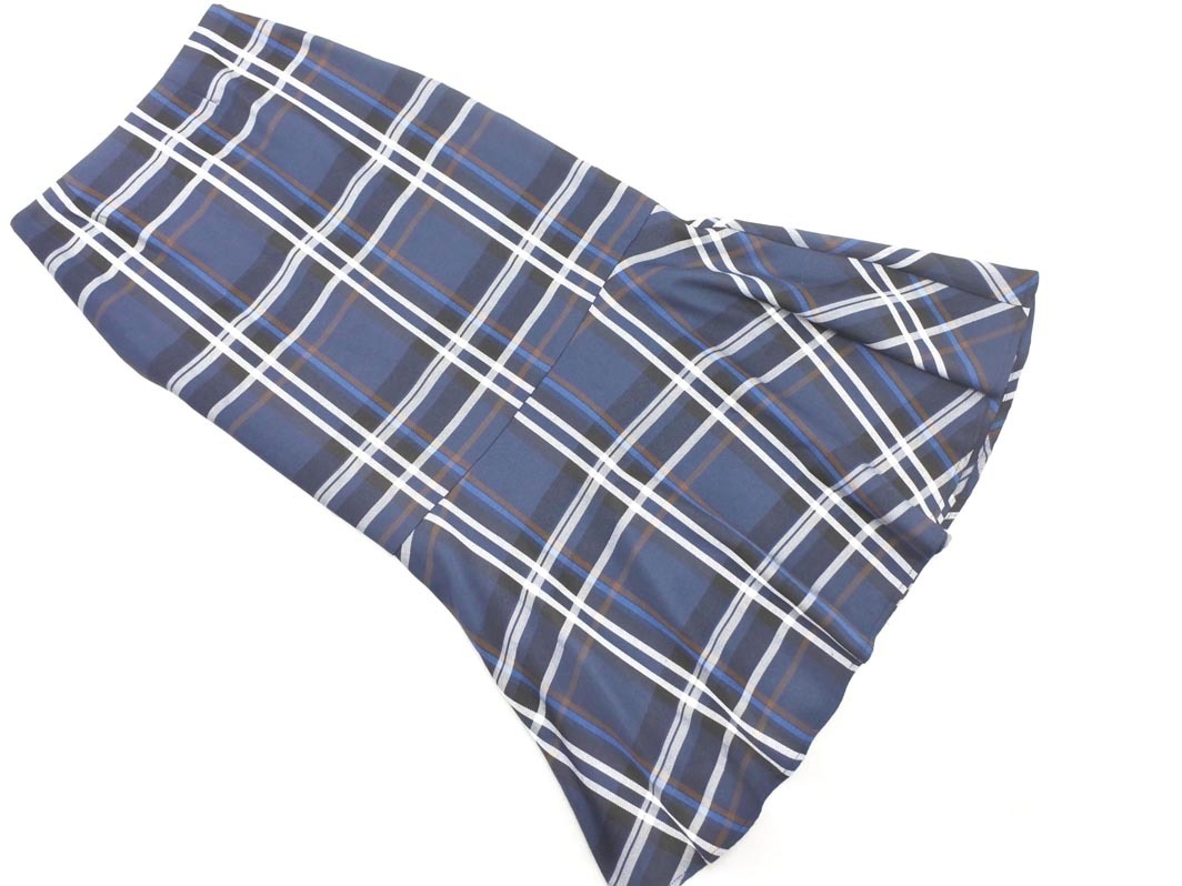 Heather ヘザー チェック ロング スカート sizeS/紺 ■■ ☆ ffa3 レディース_画像1