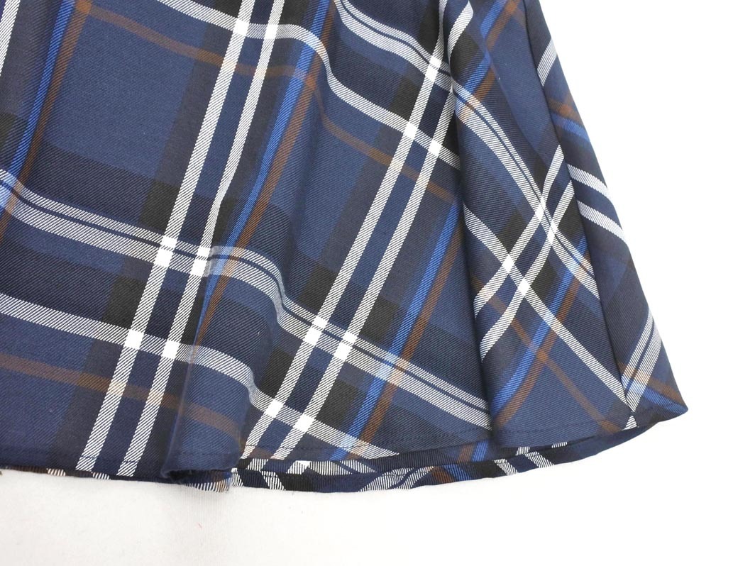 Heather ヘザー チェック ロング スカート sizeS/紺 ■■ ☆ ffa3 レディース_画像2