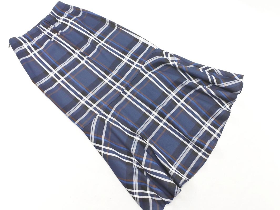 Heather ヘザー チェック ロング スカート sizeS/紺 ■■ ☆ ffa3 レディース_画像4
