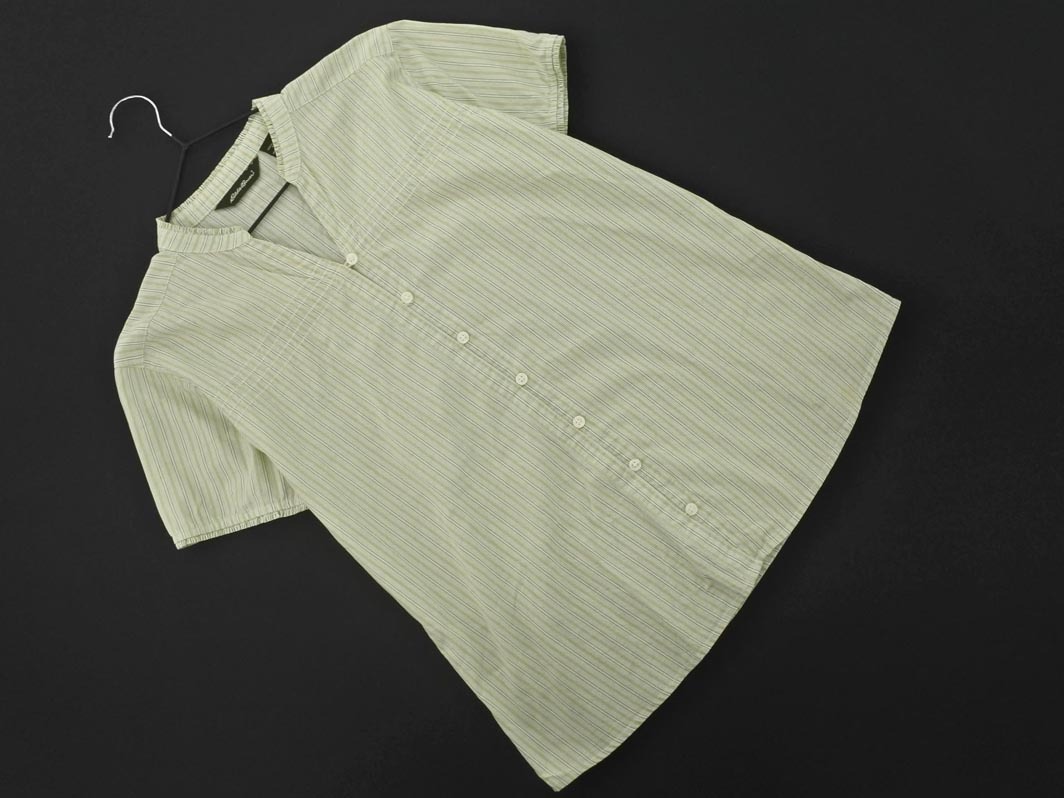 ネコポスOK Eddie Bauer エディーバウアー ストライプ ブラウス シャツ sizeM/黃緑 ■◆ ☆ ffa3 レディース