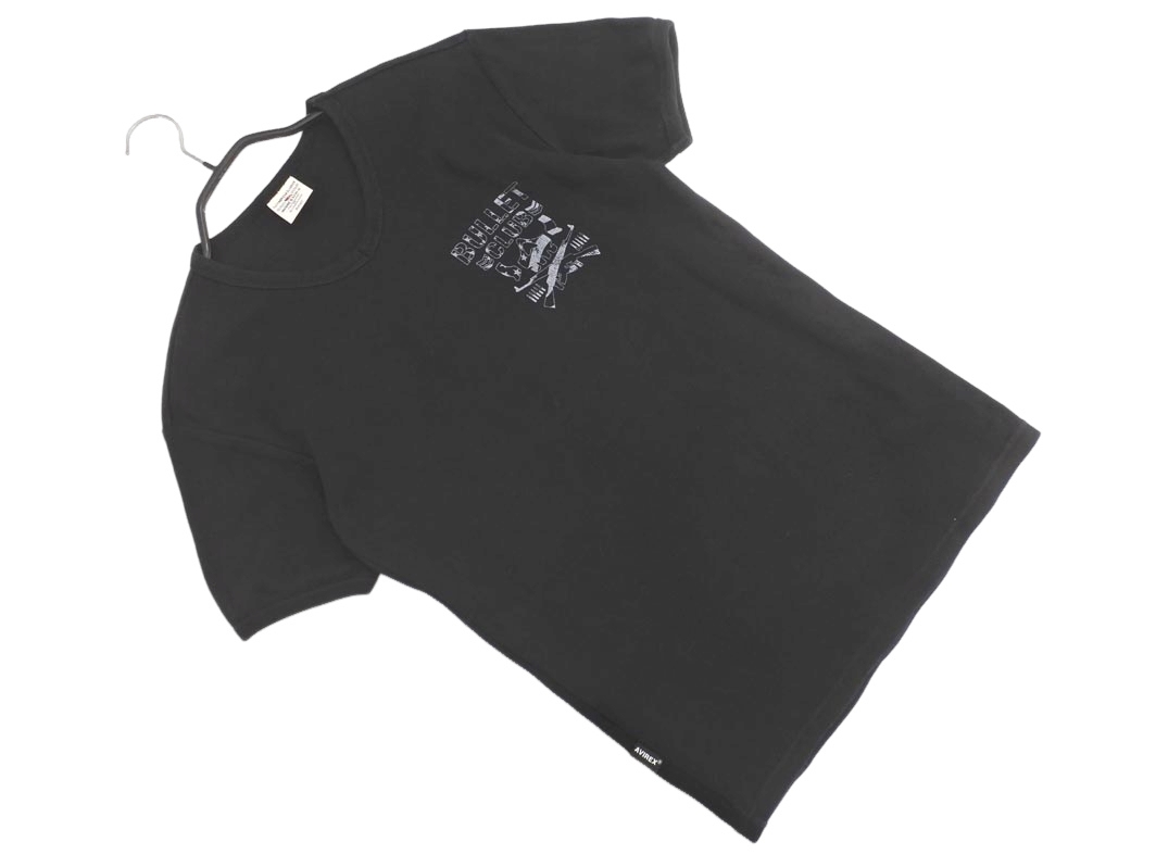 ネコポスOK AVIREX アヴィレックス Vネック プリント カットソー sizeS/黒 ■◆ ☆ ffa4 メンズ