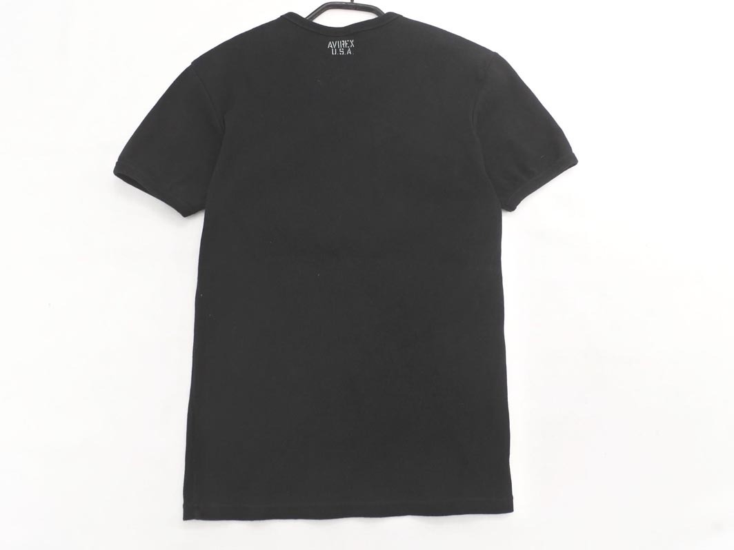 ネコポスOK AVIREX アヴィレックス Vネック プリント カットソー sizeS/黒 ■◆ ☆ ffa4 メンズ