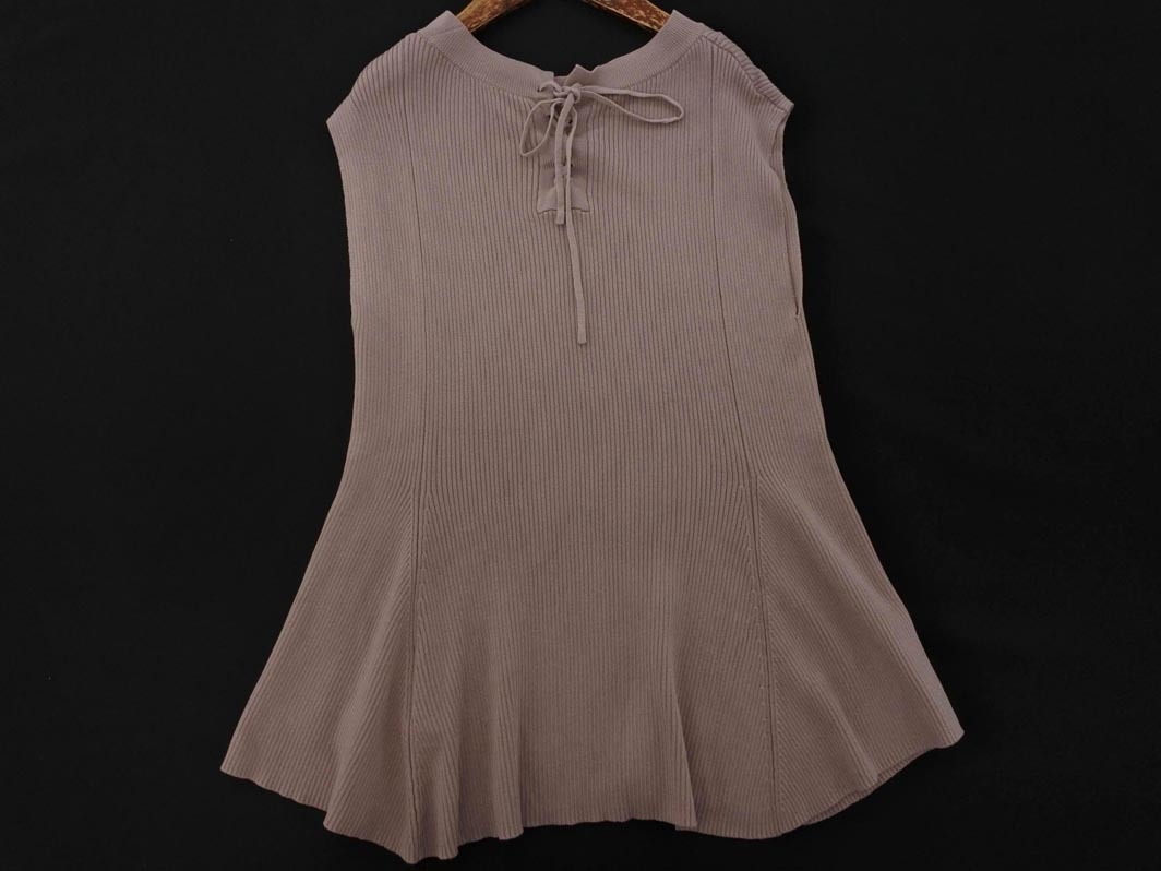 tocco closet トッコクローゼット レースアップ Aライン リブ ノースリーブ ニット セーター sizeM/ピンク ■◆ ☆ ffa6 レディース