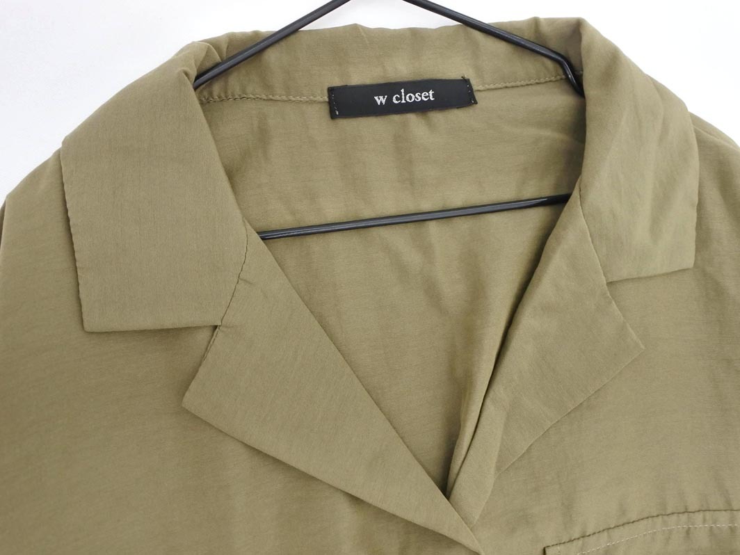 w closet ダブルクローゼット オープンカラー シャツ ワンピース sizeF/カーキ ■◆ ☆ ffa6 レディース
