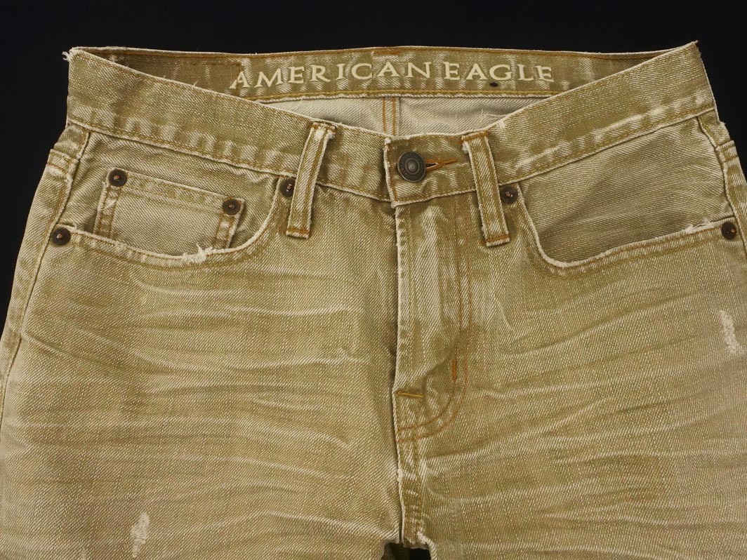 AMERICAN EAGLE アメリカンイーグル ダメージ加工 カットオフ ハーフ デニムパンツ size28/ベージュ ■◆ ☆ ffa6 メンズ