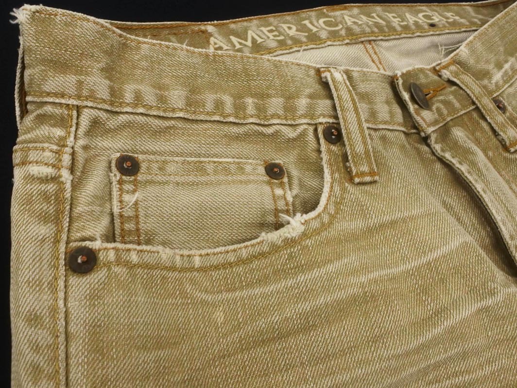AMERICAN EAGLE アメリカンイーグル ダメージ加工 カットオフ ハーフ デニムパンツ size28/ベージュ ■◆ ☆ ffa6 メンズ