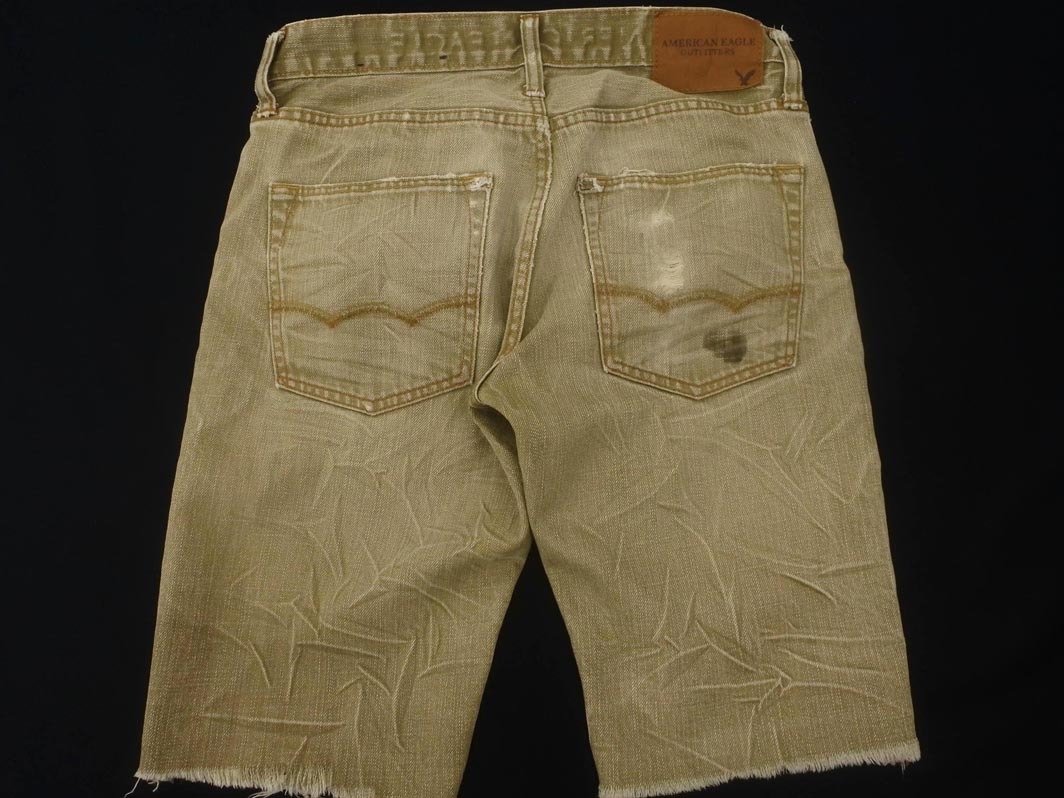 AMERICAN EAGLE アメリカンイーグル ダメージ加工 カットオフ ハーフ デニムパンツ size28/ベージュ ■◆ ☆ ffa6 メンズ