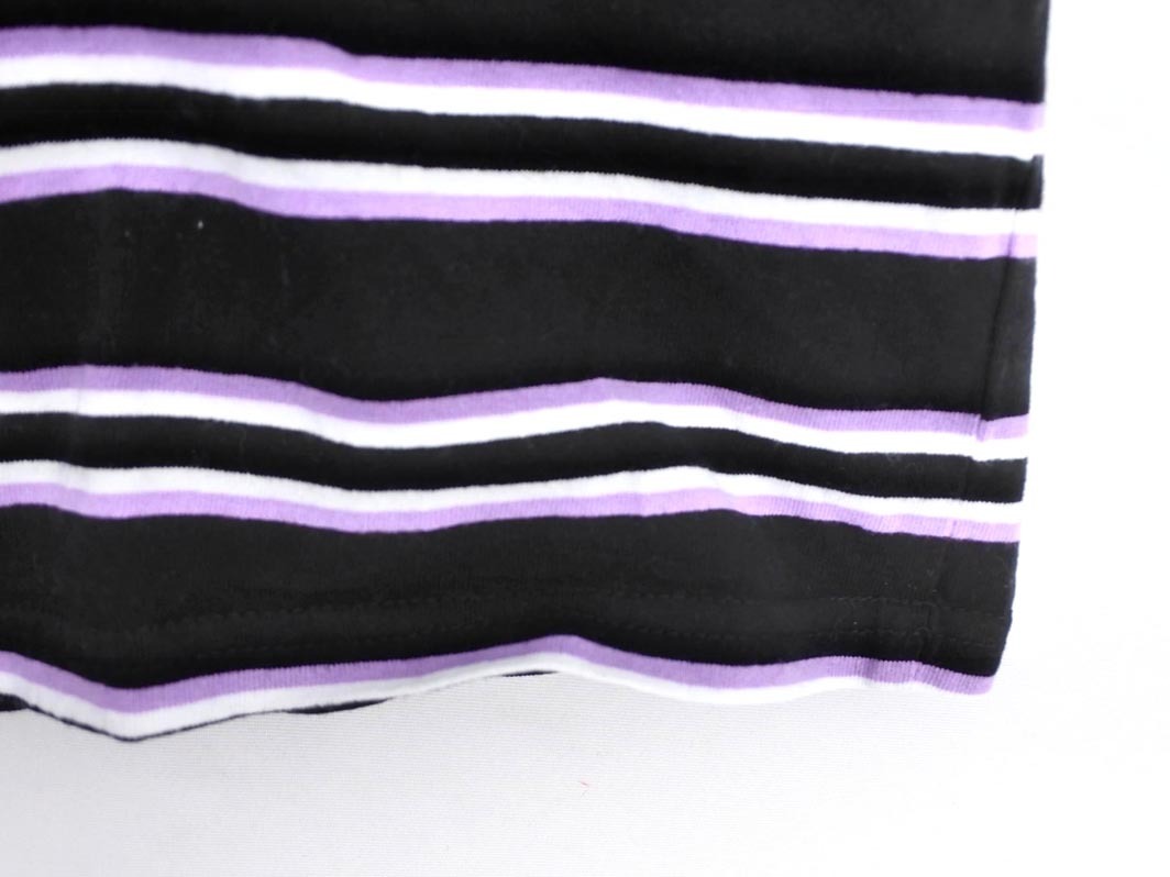 FREAK’S STORE フリークスストア ボーダー ワイド幅 カットソー sizeL/黒ｘ白ｘラベンダー ■◆ ☆ ffa6 レディース