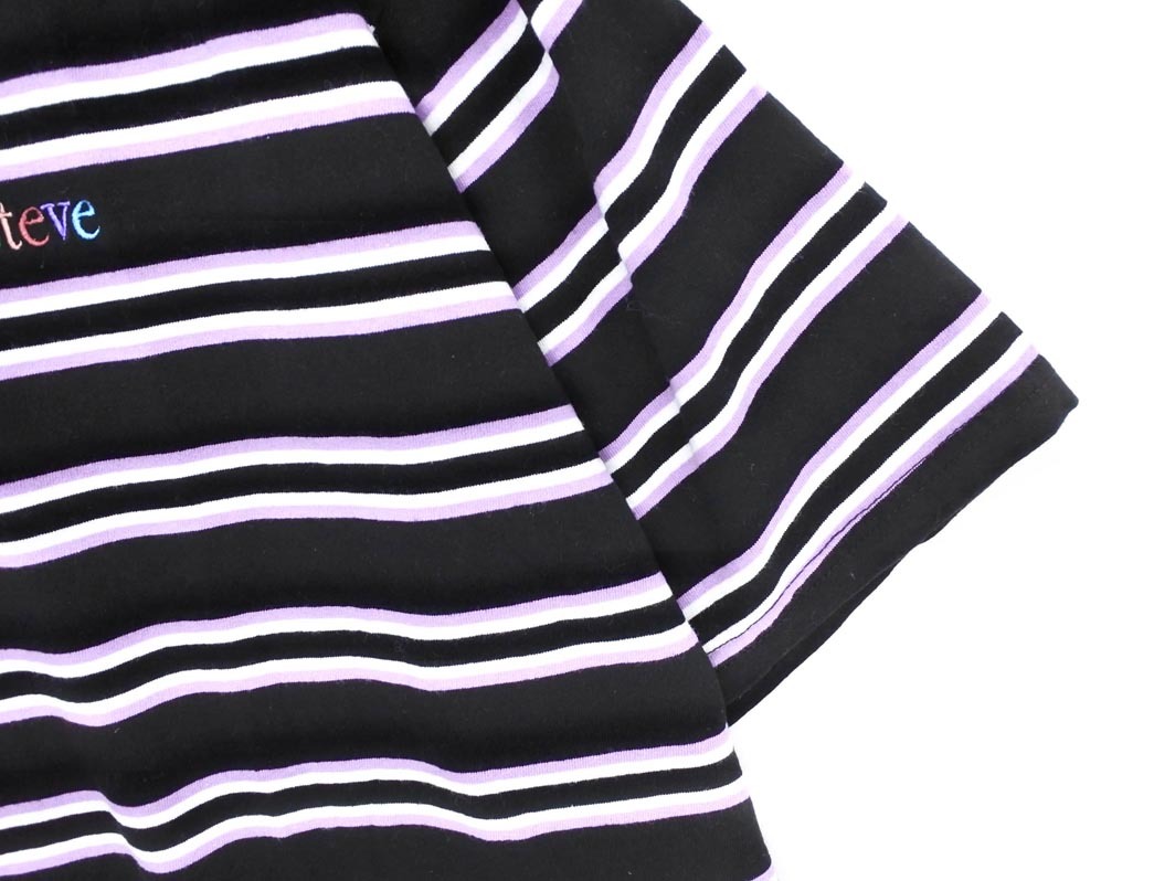 FREAK’S STORE フリークスストア ボーダー ワイド幅 カットソー sizeL/黒ｘ白ｘラベンダー ■◆ ☆ ffa6 レディース