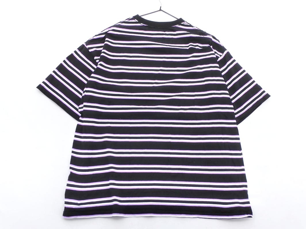 FREAK’S STORE フリークスストア ボーダー ワイド幅 カットソー sizeL/黒ｘ白ｘラベンダー ■◆ ☆ ffa6 レディース